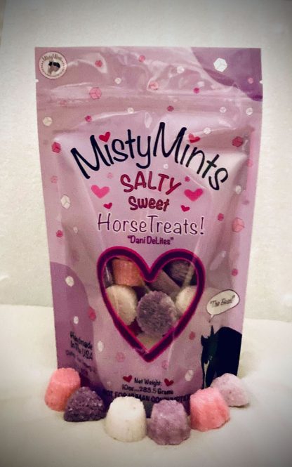a bag Misty Mints Salty Sweet Horse Treats made in Maryland, USA